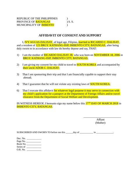 Affidavit of Consent - 10+ Examples, Format, Pdf