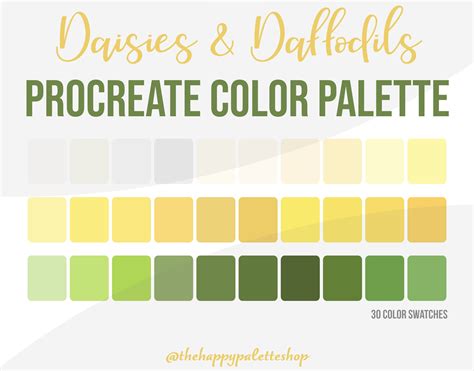 Daisy & Daffodil Flower Procreate Color Palette Lettering Digital Art ...