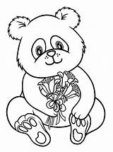 Baby Panda Holding Flower Coloring Page  Sun Di 2020 sketch template