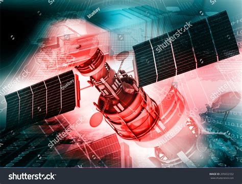 Communication Satellite On Technology Background Stock Illustration 205652332 | Shutterstock