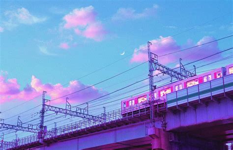 Download Pastel Japanese Aesthetic Of A Passing Train Wallpaper ...