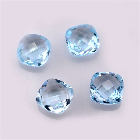 Sky Blue Topaz Cushion Briolettes Faceted 7x7mm - Blue Topaz Gemstone ...