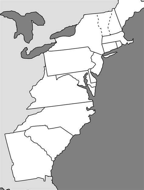 13 Colonies Blank Map Printable