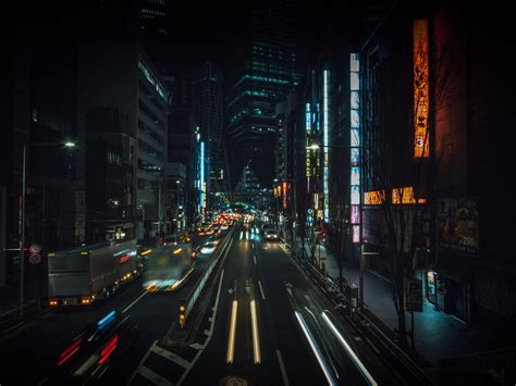 wallpaper night city, street, city lights, traffic, buildings, tokyo ...