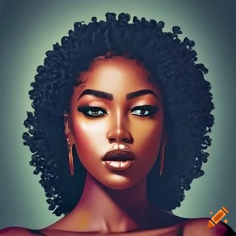 Chic african american woman clipart, black woman natural hair, beautiful girl clipart bundle ...