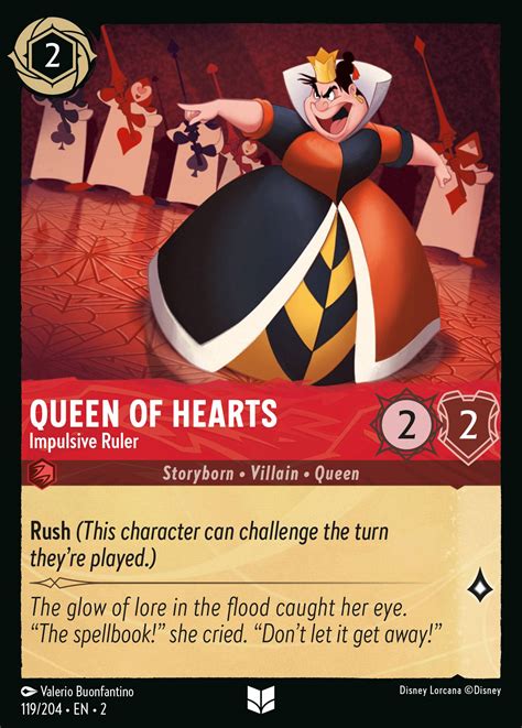 Queen of Hearts - Impulsive Ruler Lorcana Card | inkDecks.com