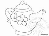 Teapot With Flower pattern  Coloring Page sketch template