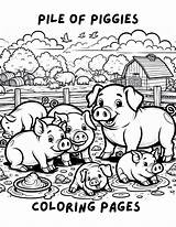 13 Pile Of Piggies Coloring Pages Book Adult  sketch template