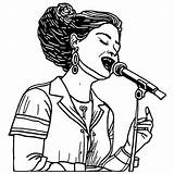 Female Singer Coloring Page · Creative Fabrica sketch template