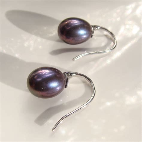 Cultured Freshwater Black Pearl Hook Earrings