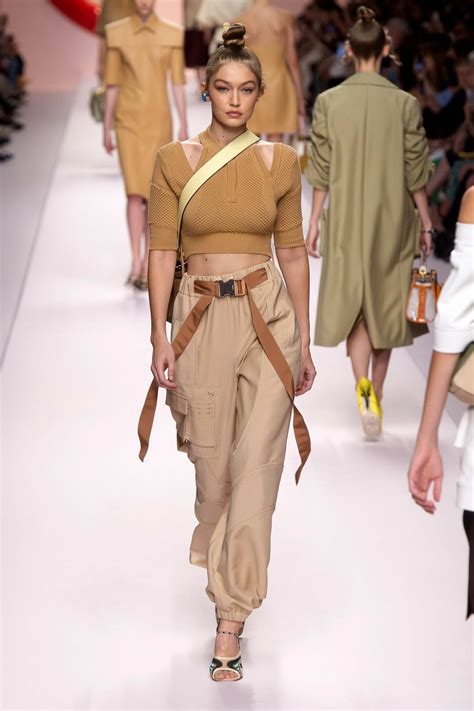 Gigi Hadid walks the runway for Fendi Fashion Show, Summer/Spring 2019 during Milan Fashion Week ...