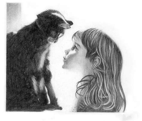 Girl and Cat Drawing by Aniruddha Ray