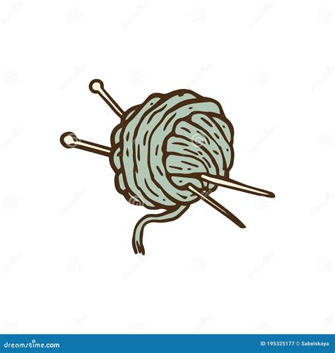 Wool Yarn and Knitting Needle Pins Drawing - Isolated Thread Roll Stock Vector - Illustration of ...