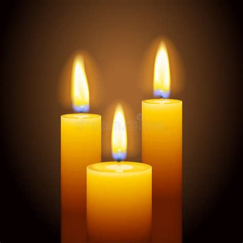 Set of Three Burning Candles Stock Photo - Image of candlestick ...