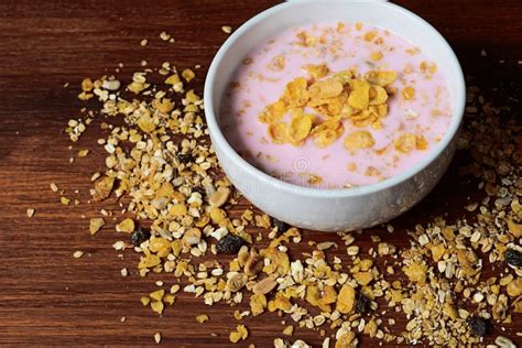 Bowl with Cereals in Yogurt Stock Photo - Image of cereal, morning ...