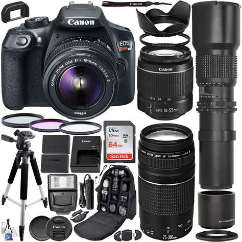 Canon EOS Rebel T6 DSLR Camera With 18-55mm & 75-300mm Canon Lenses ...