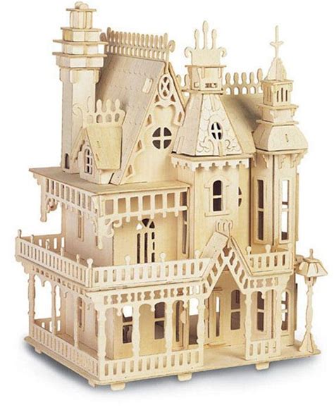 Fantasy Villa Dolls House Construction Kit - Plain Wood - Self Assembly - 51cm | Woodcraft ...