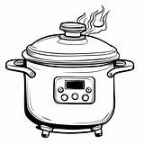 Black And White Cartoon Illustration Of An Rice cooker Coloring Book  sketch template