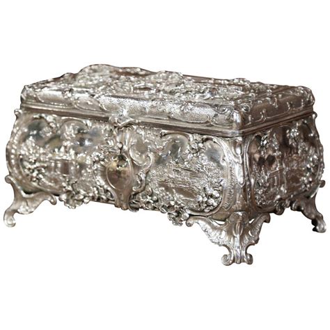 Highly Important Silver and Viennese Enamel Mounted Repousse Shell Casket Cabinet at 1stdibs
