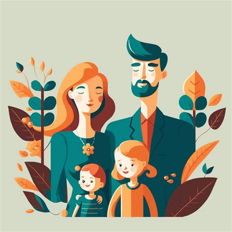 Happy family portrait with kids, Parent Love modern flat vector illustration 14939382 Vector Art ...