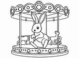 Rabbit Merry Go Round Coloring Page  Free Printable sketch template