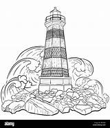 Lighthouse Coloring Book sketch template