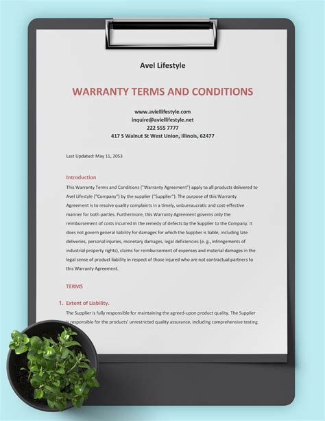 Warranty Terms And Conditions Template in Word, Google Docs - Download ...