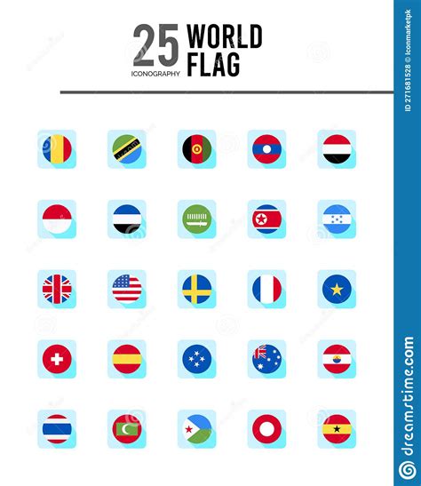 25 World Flags Circle Icons Pack Vector Illustration Stock Vector ...