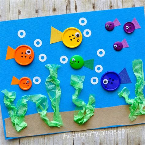 Simple Button Fish Craft For Kids - I Heart Crafty Things