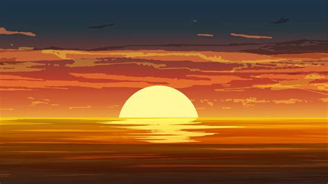 Ocean sunset with orange sky 4597141 Vector Art at Vecteezy