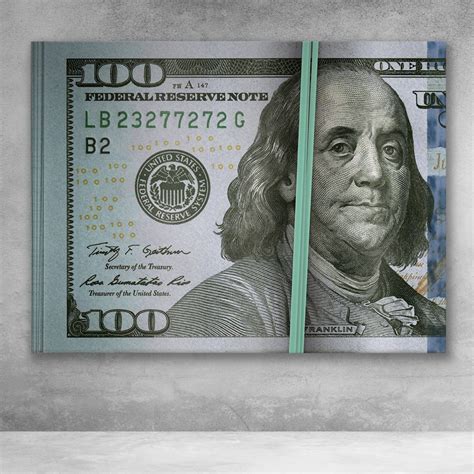 Ben Franklin $100 Dollar Bill Stack Money Clip Modern Wall Art | Modern wall art canvas, Pop art ...