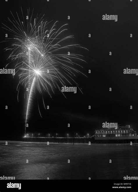 Fireworks being shot from the pier at Daytona Beach in Florida Stock Photo - Alamy