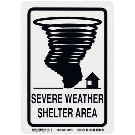 Brady 10 in. x 7 in. Glow-in-the-Dark Plastic Severe Weather Shelter Area Sign-90714 - The Home ...