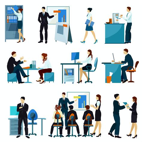 Office Workers Flat Set 472306 Vector Art at Vecteezy