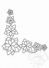 Christmas Poinsettia Flowers corner  Coloring Page sketch template
