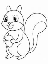 Cute Cartoon Squirrel Holding Nut Coloring Page  Premium AI Generated sketch template