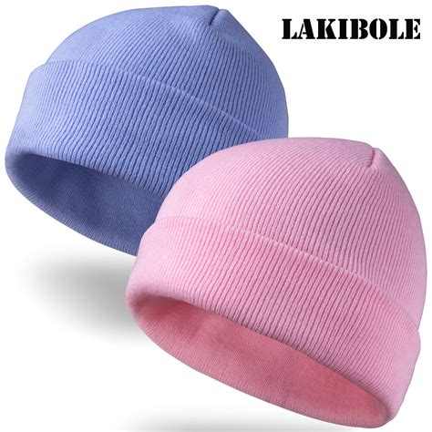 LAKIBOLE Beanie Hats for Women Slouchy Beanies for Men Knitted Caps Men Teen (Pink&Blue) - lakibole