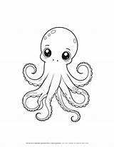 Coloring Octopus Pages Squid Printable Kids Color Print Drawing Sheet  sketch template