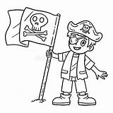 Pirate With SOS Flag Coloring Page Illustration Stock  sketch template