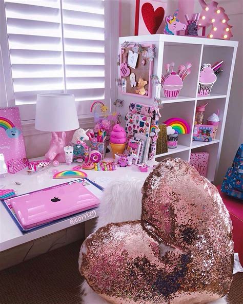 Bedroom Desk, Girl Bedroom Decor, Pink Bedroom, Bedroom Girls, Bedroom Colors, Unicorn Girls ...
