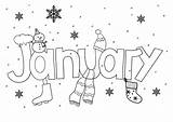 Coloring January Pages Year Printable Kids Month Fun Color Winter  sketch template