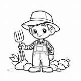 Premium Vector  Cute Illustration Farmer For Kids colouring Page sketch template