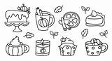 Premium Vector  Coloring Page Set Of Seasonal Pumpkin spices Pie sketch template