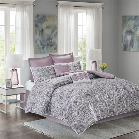 Comfort Spaces Kashmir 8 Piece Microfiber Comforter Set, King, Purple ...