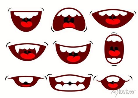 Vector illustrations of cartoon mouth expressions posters for the wall ...