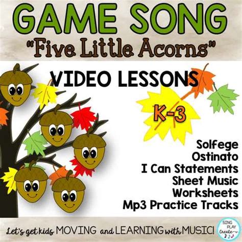 Fall Music Lesson: “Five Little Acorns” Game Song, Solfege, Rhythm, Video