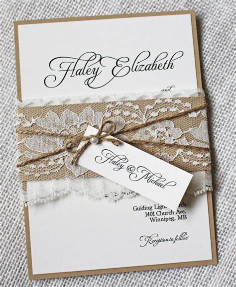 Rustic Wedding Invitations. Lace Wedding Invitation. Shabby Chic ...