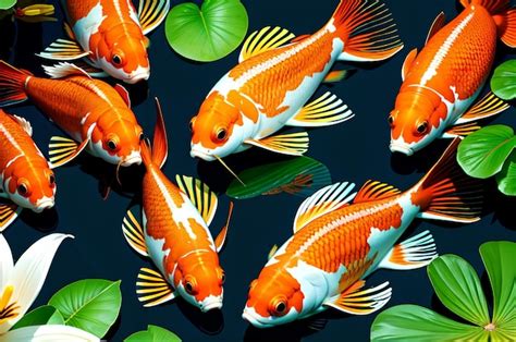 Premium AI Image | cartoon koi fish in the pond