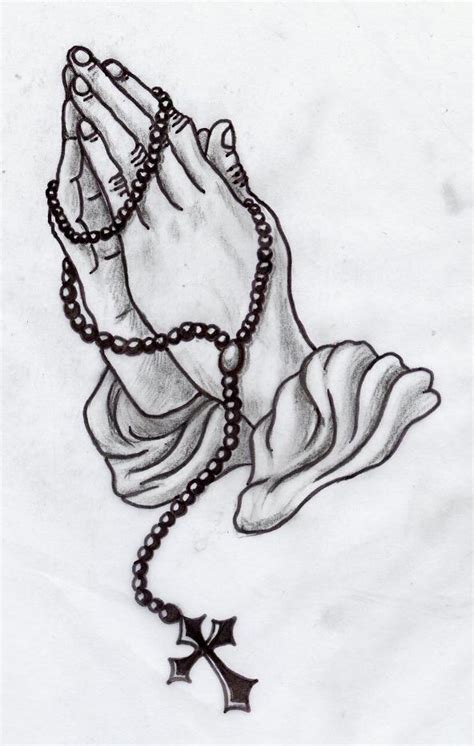 praying hands with rosary drawing - Clip Art Library