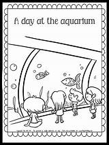 Kids At The Aquarium Coloring Page {FREE Printable}  Art Kit sketch template